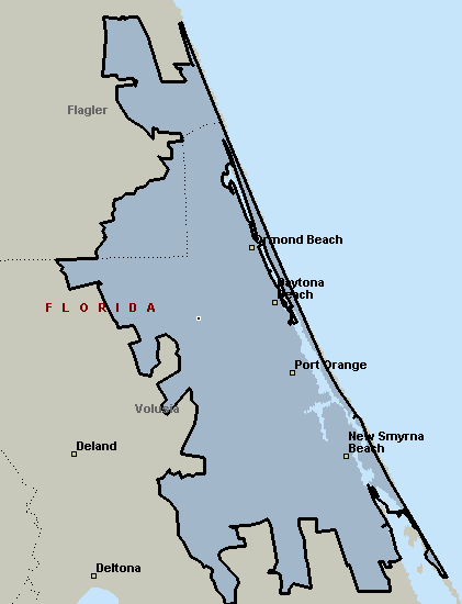 Daytona Beach, Florida Courier & Delivery Service Coverage Map